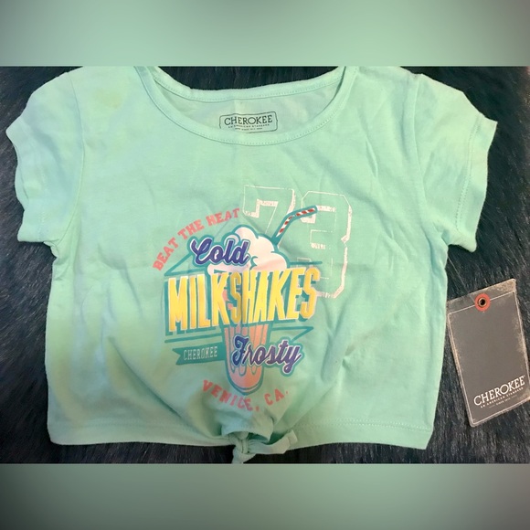 NWT Cherokee 👧 Turquoise Mint Graphic Tee - Picture 1 of 1
